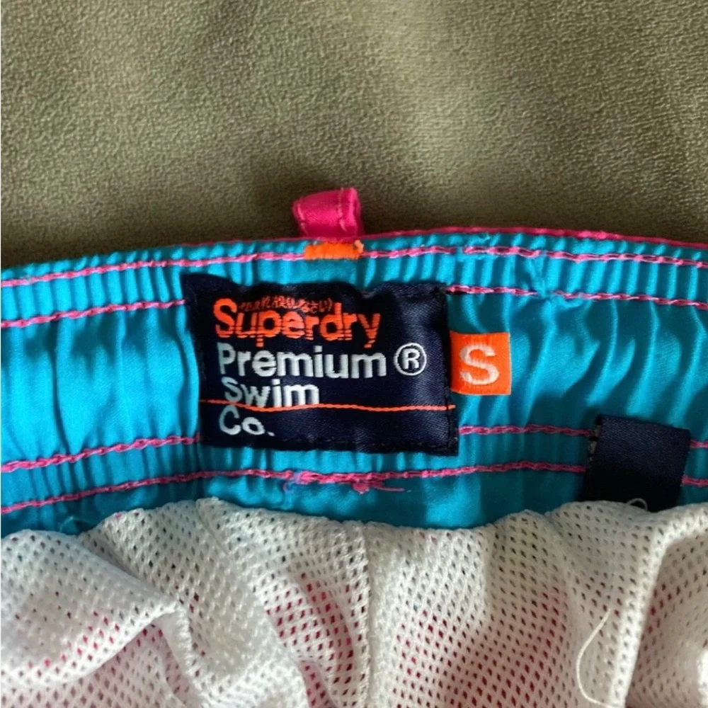 SuperDry Swim Trunks Pink Blue Bubblegum Summer Beach Fun - Picture 4 of 7